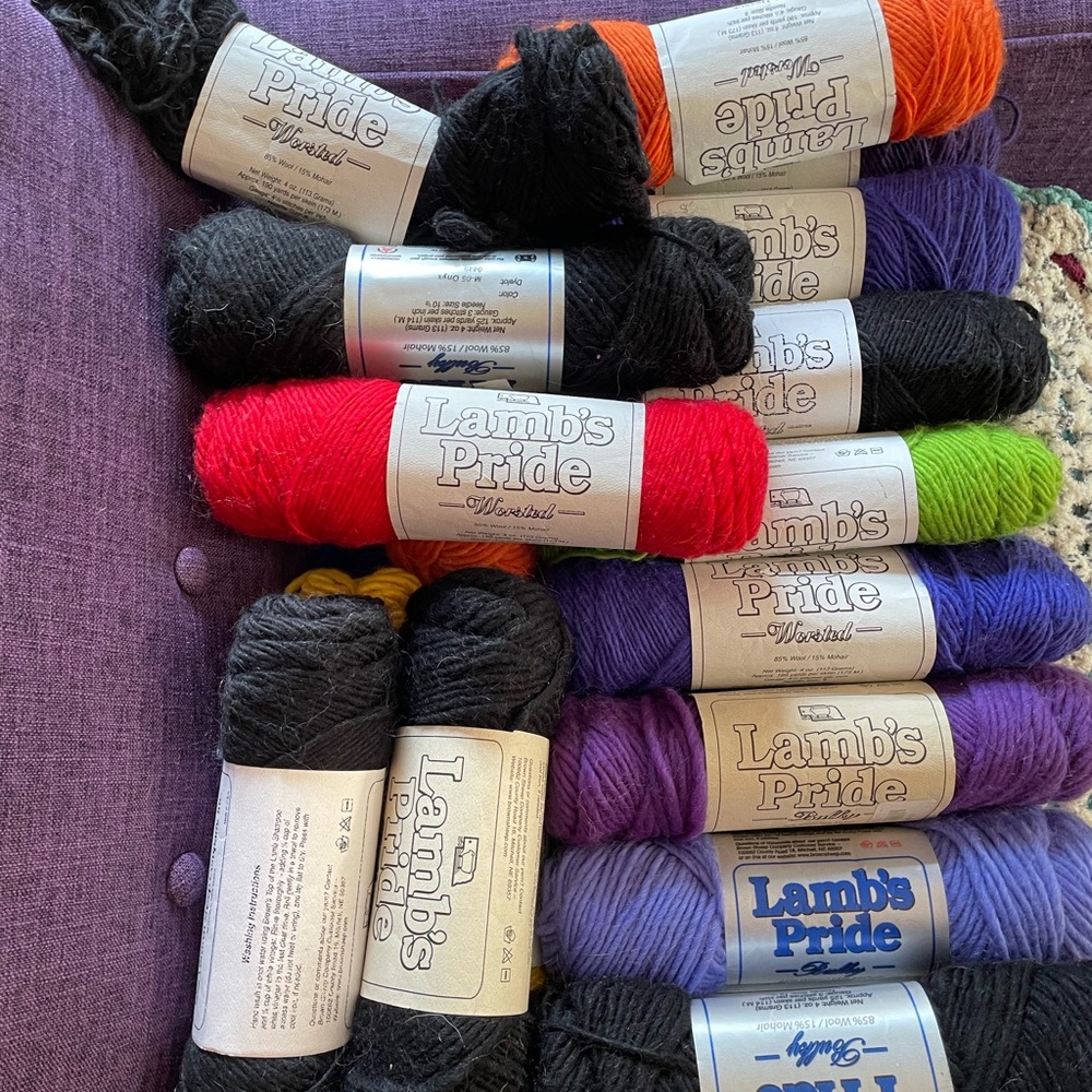 Wool Yarn Set - Red, Orange, Black, Purple
